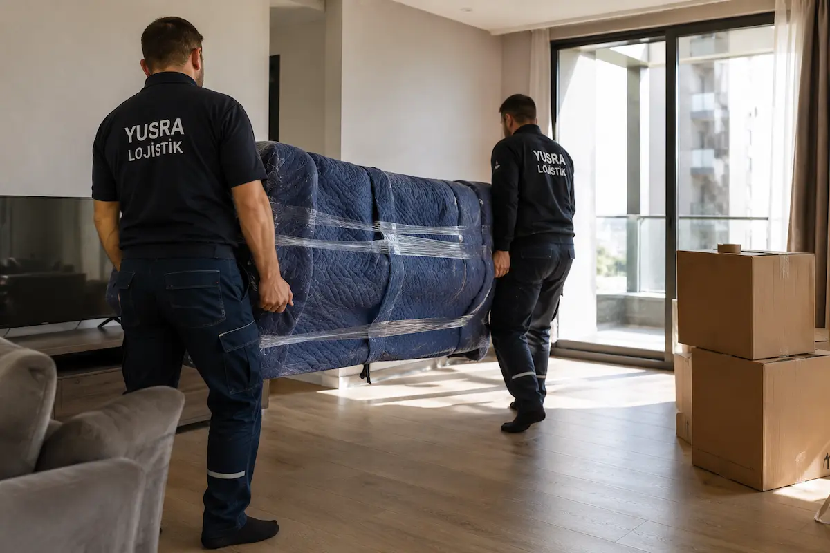 Ev taşınmadan önce hazırlanmış koliler ve düzenli paketleme alanı