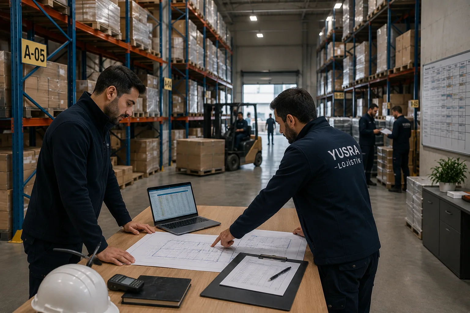 Gebze depo ve sevkiyat taşıma için raf ve koli düzeni