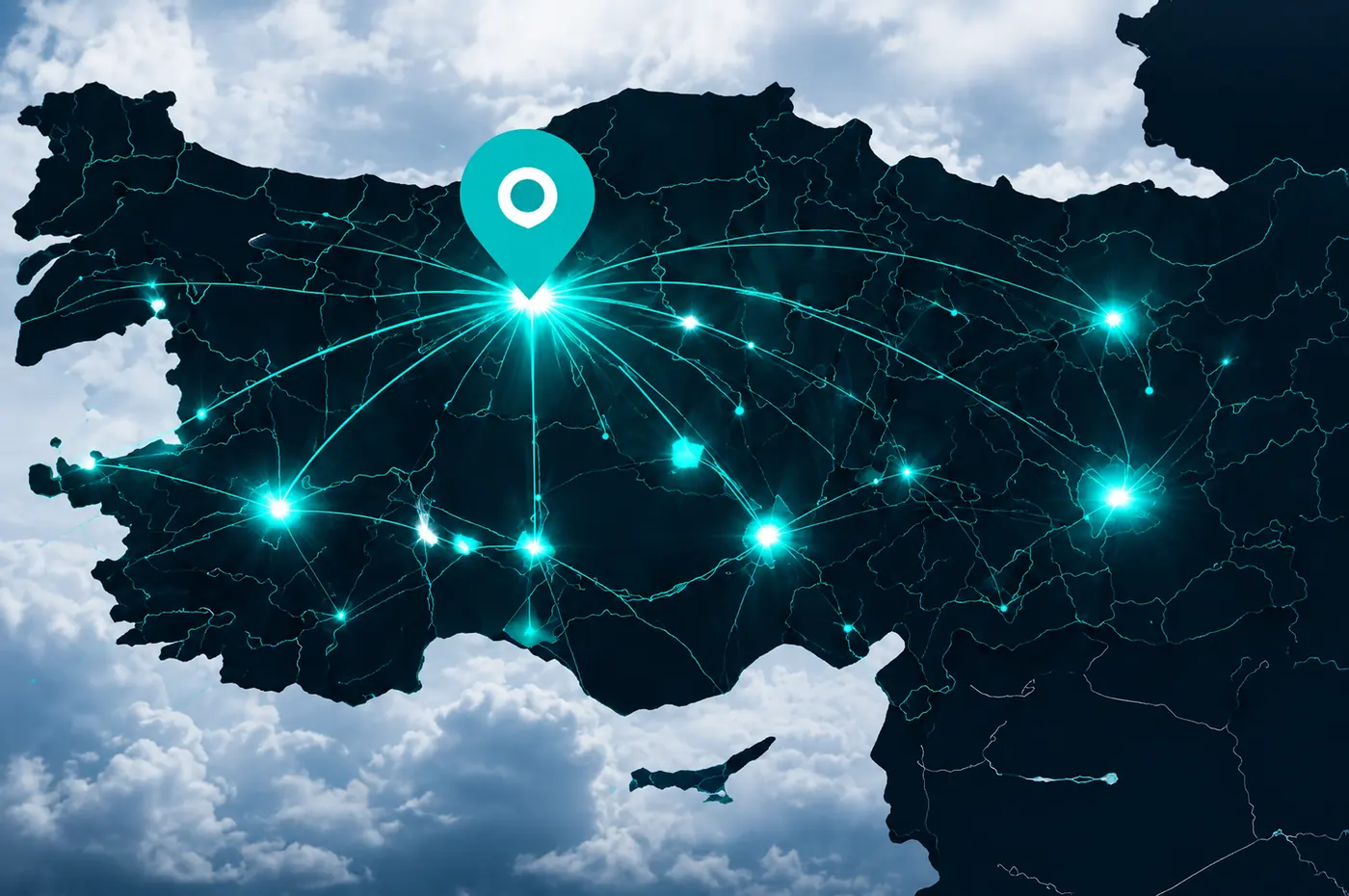 Türkiye operasyon ağını gösteren premium lojistik rota haritası